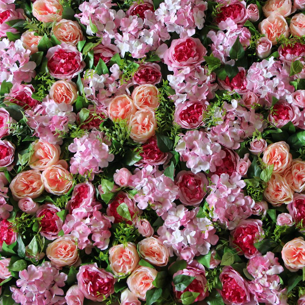 2019 Artificial Silk Flower Wall Wreath Pink David Austin ... on Silk Flower Wall id=40730