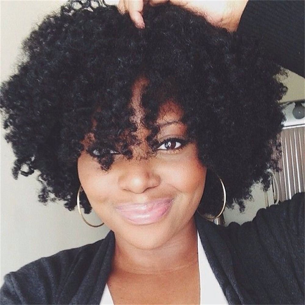 African American Black Afro Kinky Curly Full Lace Wigs Short Human Bob