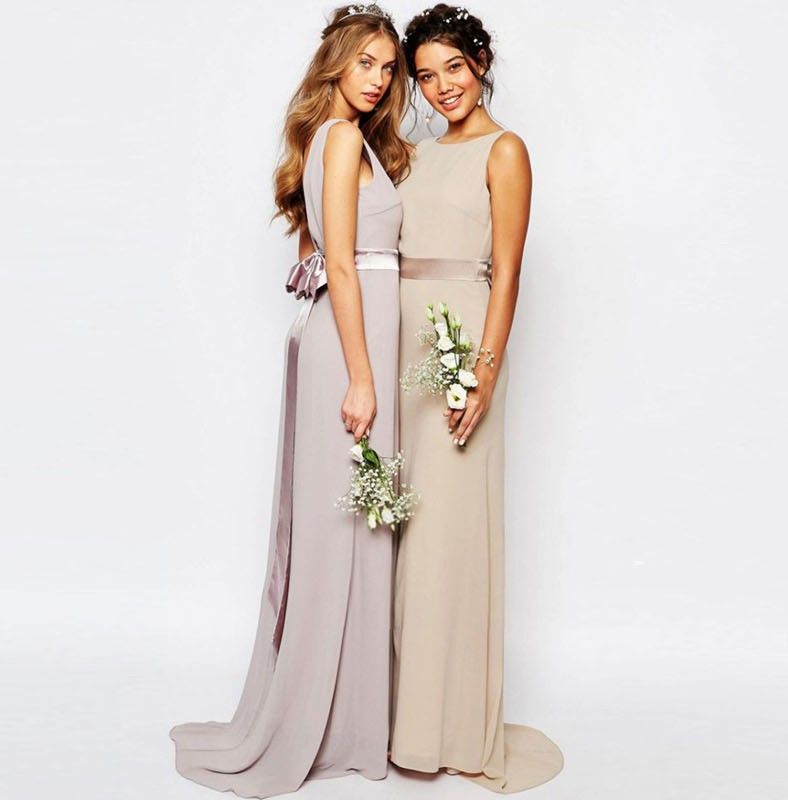 Country Bridesmaid Dresses Chiffon Long Bridesmaid Dress Scoop Backless