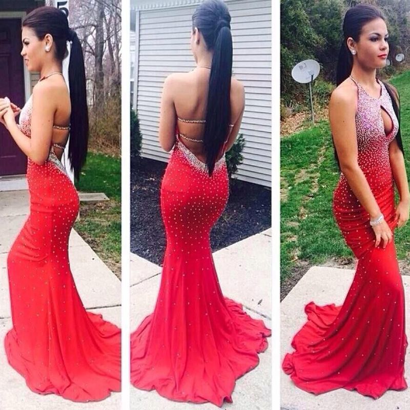 Sexy Halter Crystals Chiffon Black Prom Dress 2016 Sleeveless Floor-length Sexy Halter Crystals Chiffon Black Prom Dress 2016 Sleeveless Floor-length