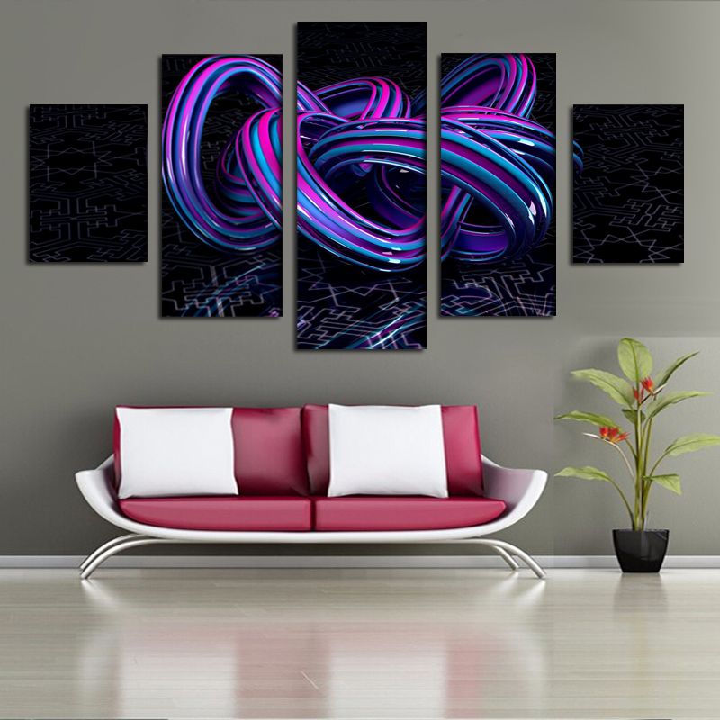 2019 three dimensional printing 5 panel abstract art 3d canvas art