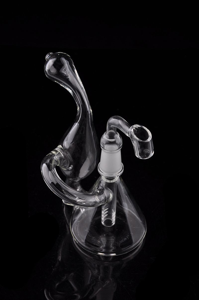 Dab Rig Mini Beaker Recycler Glass Bong Hand Blown Unique Design Small Water Pipe 5 inch Oil Rig Bubbler Sale Delicate Appearance