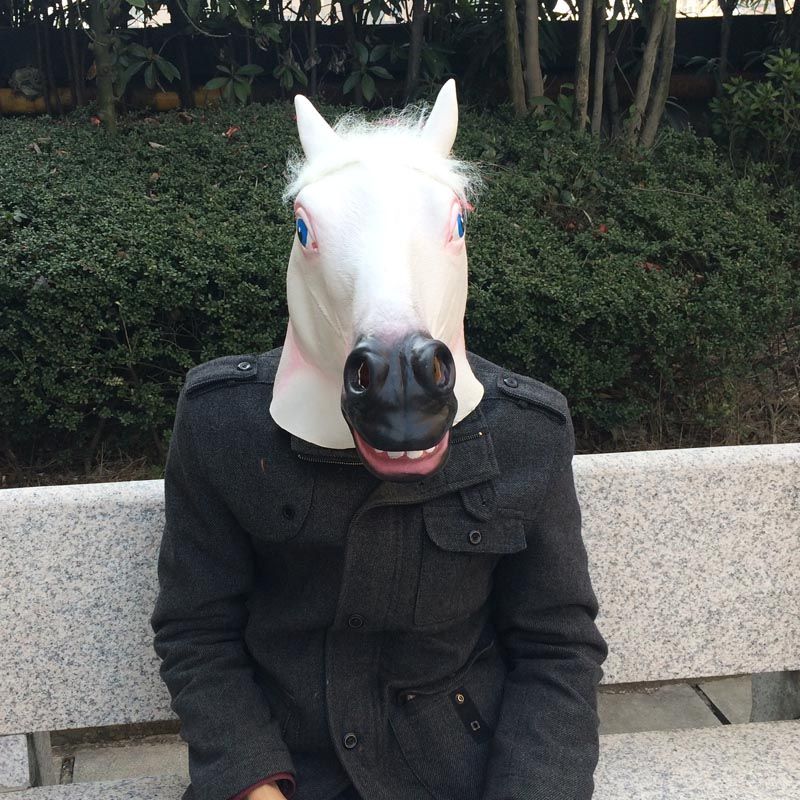 Cheap Thick Latex White Horse Masks Animal Mask Creepy Halloween Party