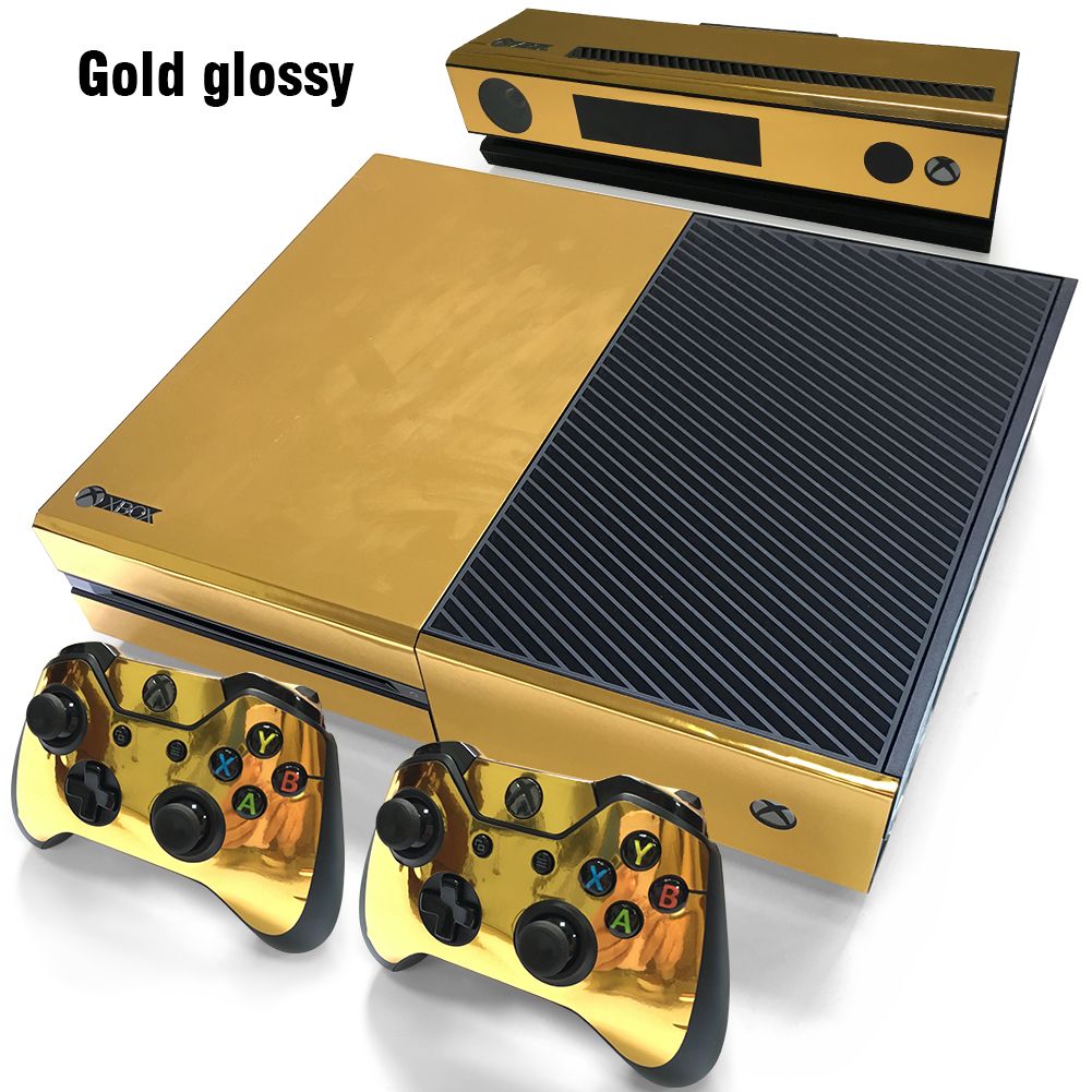 Discount Cool Gold Glossy Decal Skin Stickers For Xbox One Console Controller Protective
