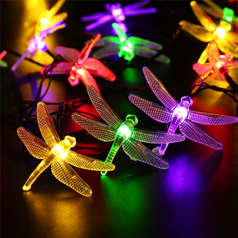 Solar Powered Christmas Dragonfly LED String Lights 16ft 20 LEDs Solar Powered Christmas Dragonfly LED String Lights 16ft 20 LEDs Waterproof Fairy Lighting For Christmas Trees Garden Light Orange Led String Lights Lights ... - Solar Powered Christmas Dragonfly LED String Lights 16ft 20 LEDs
