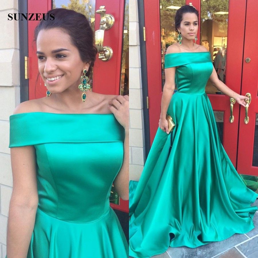 Acquistare Abito Da Sera Lungo Verde In Raso Con Scollo A Barchetta Con  Scollo A Barchetta Abiti Da Festa Semplici Eleganti Abiti Da Cerimonia  Vestidos De Festa Longos Economico | Consegna Veloce