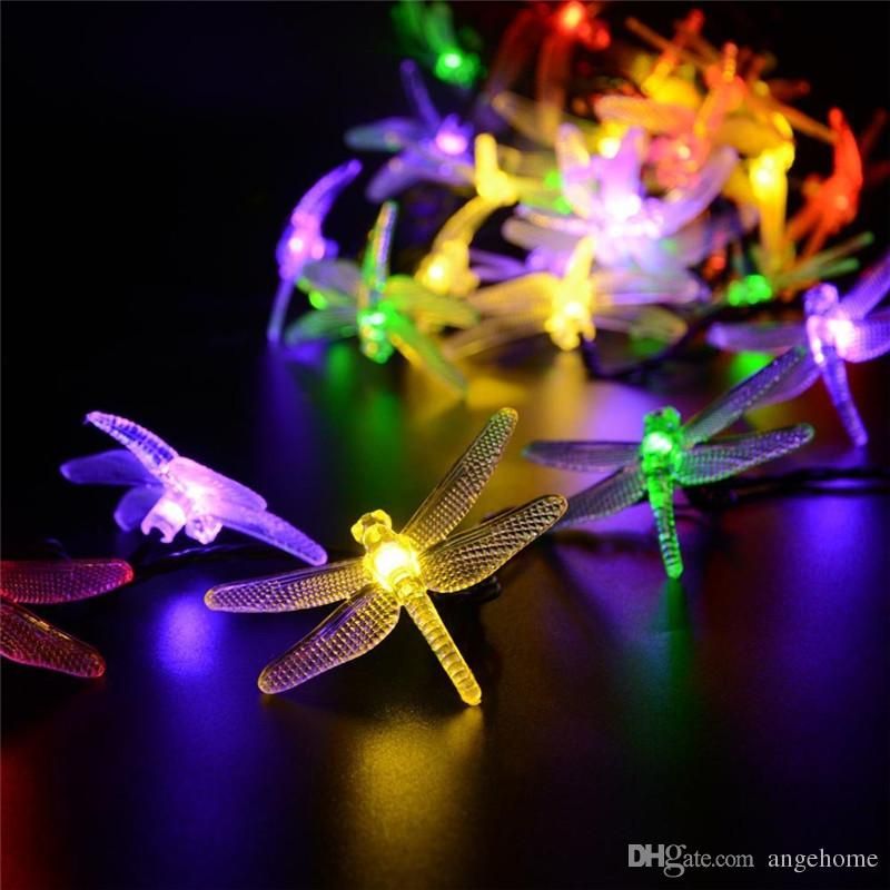 Outdoor Dragonfly Solar String Lights 4 8m 20led Waterproof Fairy Outdoor Dragonfly Solar String Lights 4 8m 20led Waterproof Fairy Lighting For Trees Garden Wedding Party Decorations Large Bulb
