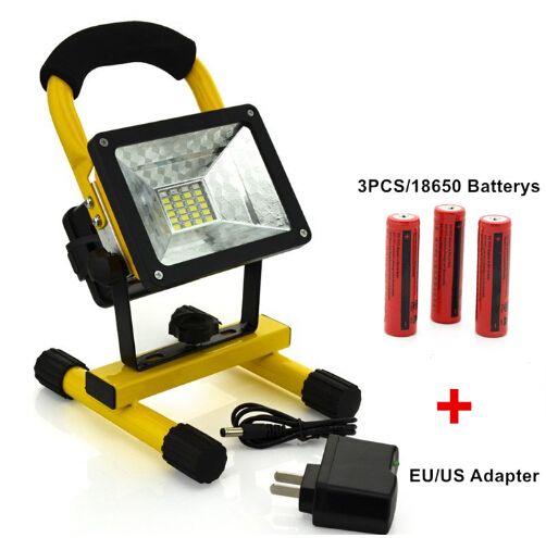 Waterproof 2400lm 30w Led Flood Light Portable Spotlight 24led Waterproof 2400lm 30w Led Flood Light Portable Spotlight 24led Rechargeable Floodlight Outdoor Travel Work Lamp Charger 3x18650 Battery