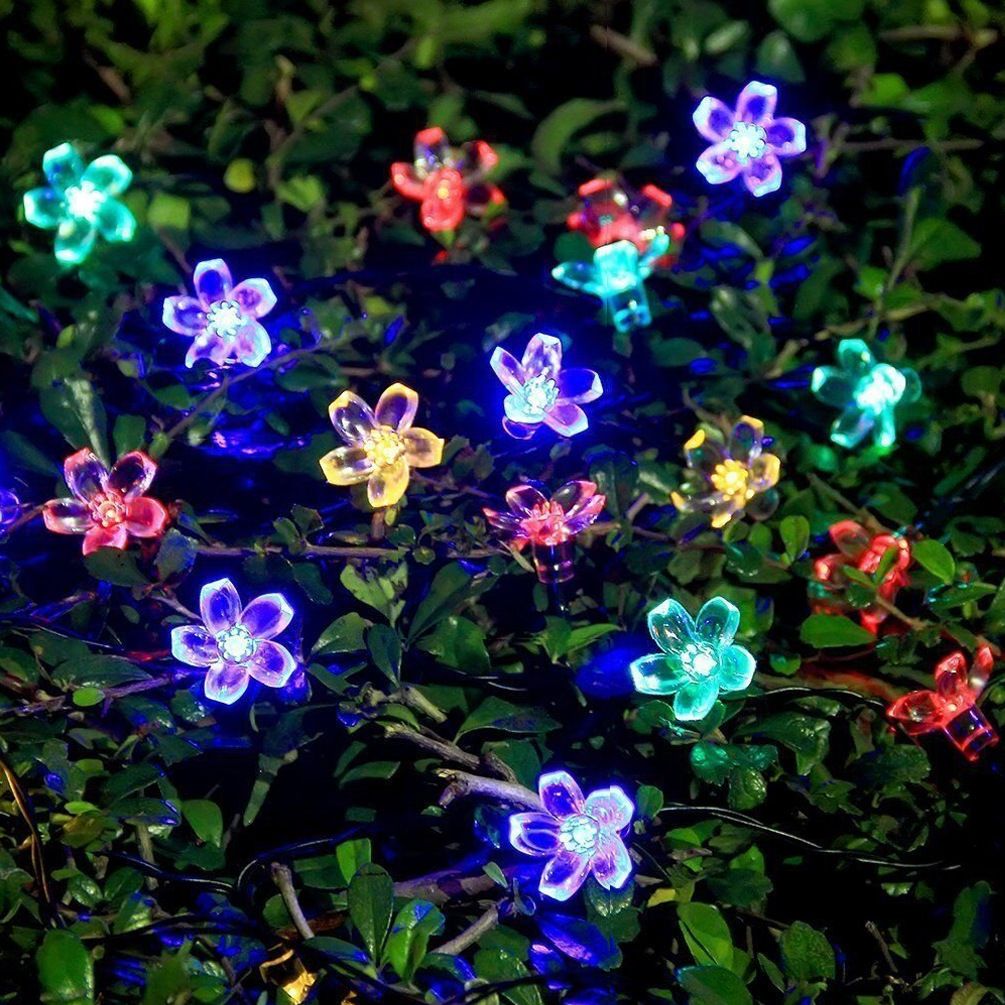 50 Led Solar Peach Flower Fairy String Lights Wedding Party Xmas 50 Led Solar Peach Flower Fairy String Lights Wedding Party Xmas Anniversary Decor Light For Outdoor Garden