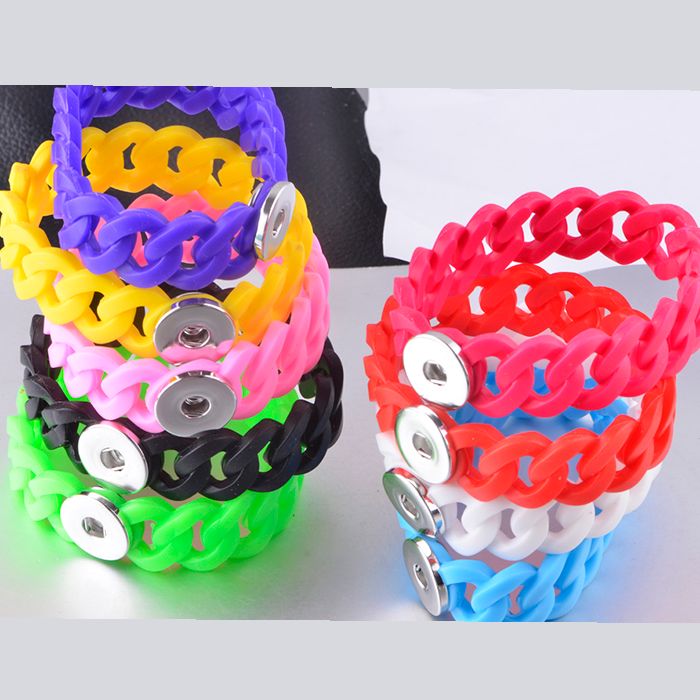 2019 New Arrival Wholesale Silicone Bracelets With 18 MM Snap Button