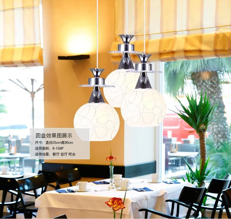 Simple Modern Glass Chandelier Lamp Restaurant Three Dining Room Lights White Spherical Chandeliers Art Lighting 5pcs One Package