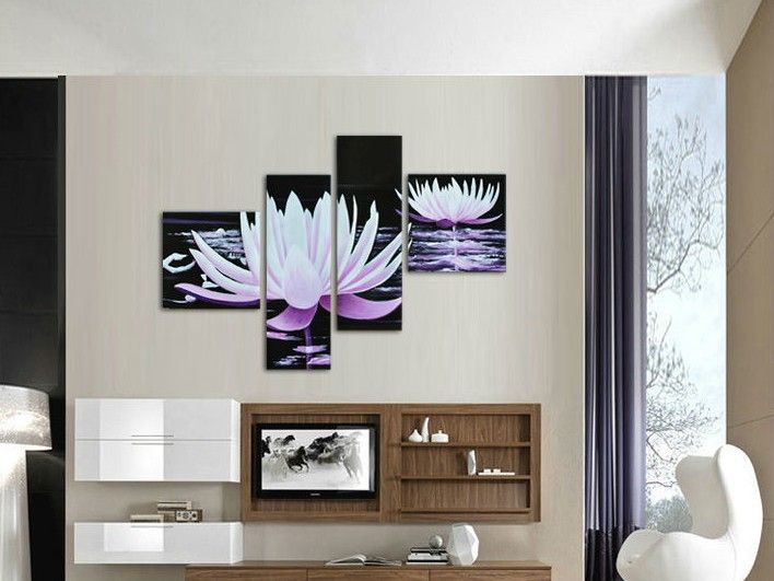 Grosshandel 100 Hd Painted 4 Stuck Schwarz Weiss Lila Moderne Dekorative Olgemalde Auf Leinwand Wandkunst Blume Bild Fur Wohnzimmer Von Watchsaler 41 36 Auf De Dhgate Com Dhgate