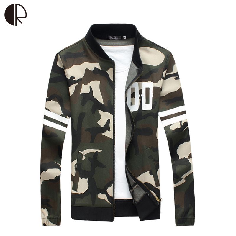 Fall 2016 Man Camouflage Jacket Streetwear Casual Printing Stand Collar ...