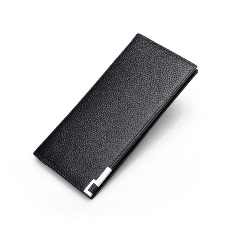 Wallets For Mens Leather Checkbook Long Square Open Plain