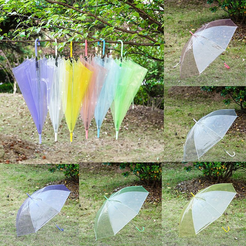 2020 Transparent Clear Umbrella Dance Performance Long Handle Rainbow