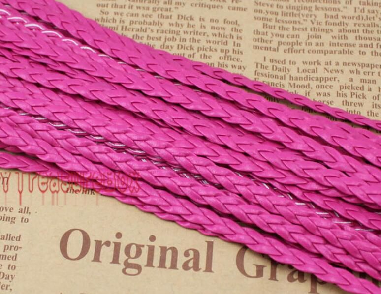 Freies Schiff 100 Meter Rose Flach Geflochtene Leder Schnur String Seil, Schmuck Perlen String, für Armband Halskette, 5mm Breite