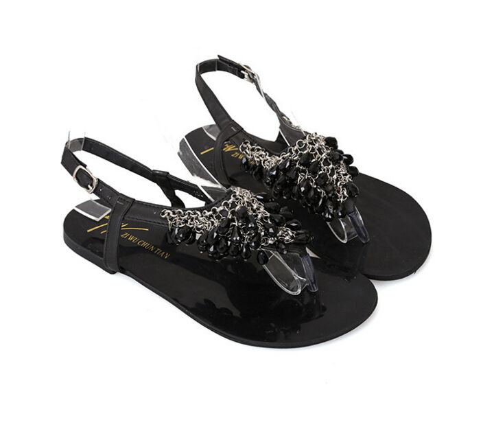 black shiny sandals