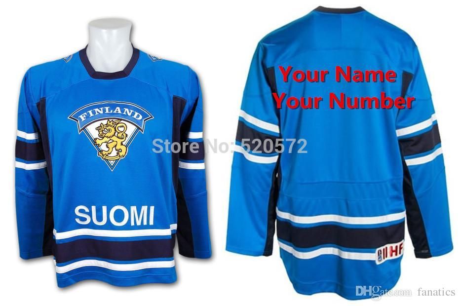 2019 Men'S Custom SUOMI Team Finland IIHF Swift Replica Blue Hockey