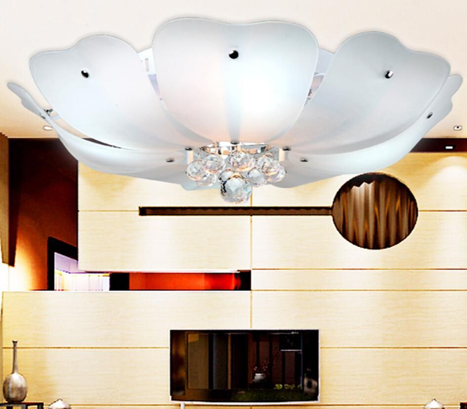 Simple Low Key Luxury Led Crystal Lamp Lotus Restaurant Ceiling Decorations