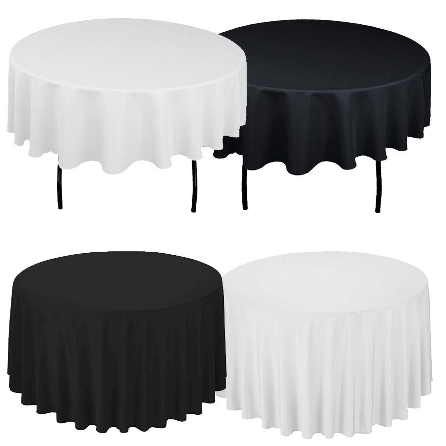 /Pack 60 Inch Round Wedding Table Cloth 100 Polyester Seamless White