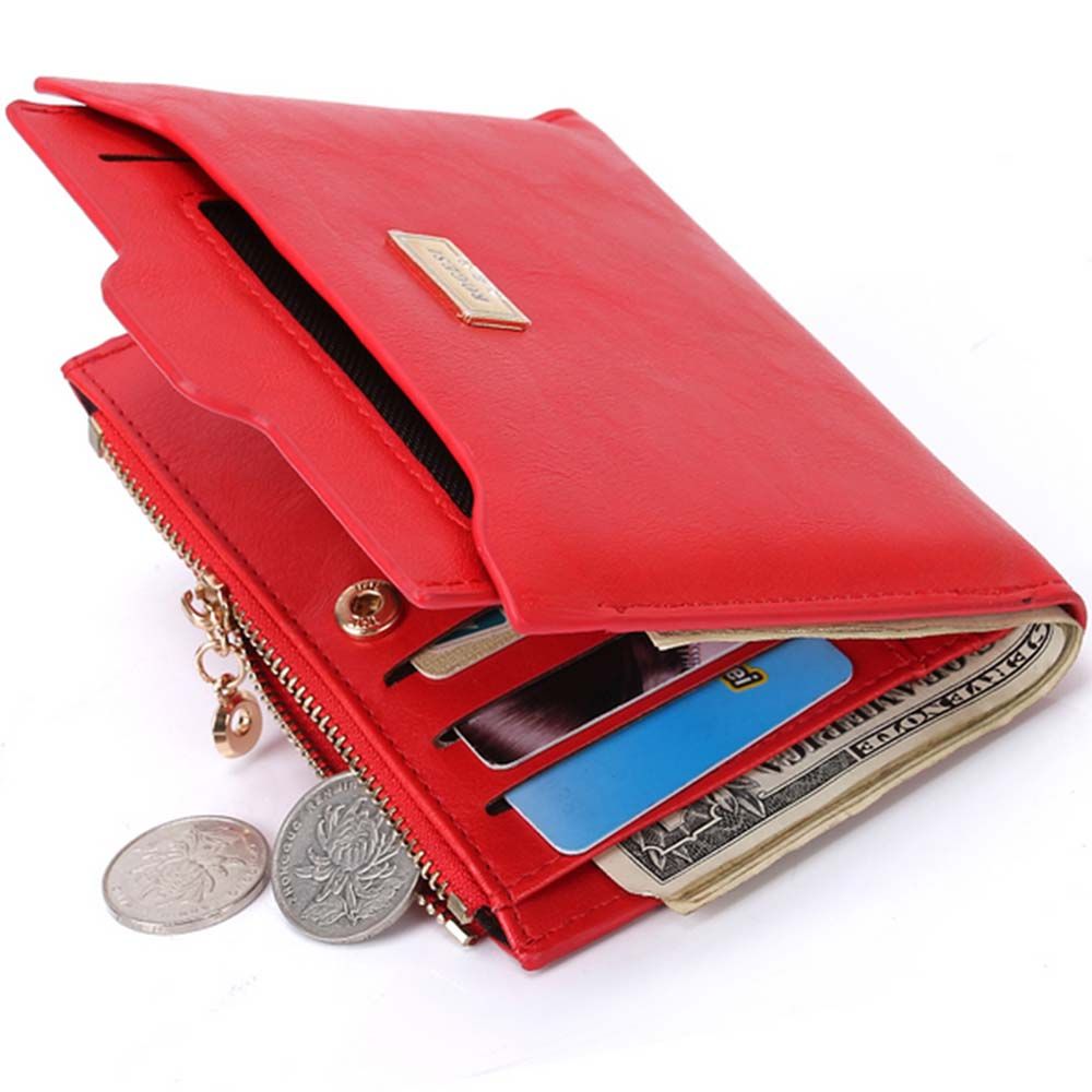 New Small Designer Slim Women Red Wallet Thin Zipper Ladies PU Leather Coin Purses Female Purse ...