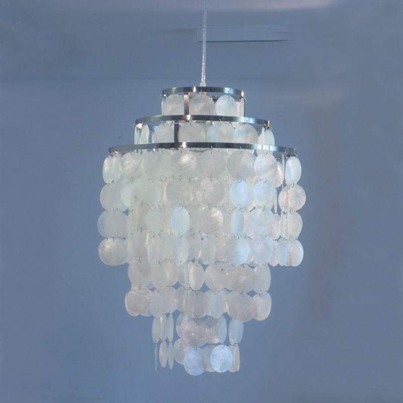 3 Circle Diy Modern Contemporary White Seashell Capiz Pendant Lamps 3 Circle Diy Modern Contemporary White Seashell Capiz Pendant Lamps Dia 35cm Verner Panton Fun Shell For Bedroom Home Metal Light