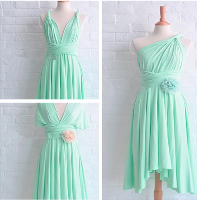 Cheap Gracefhul One Shoulder /Halter Mint Green Bridesmaid Dress ...