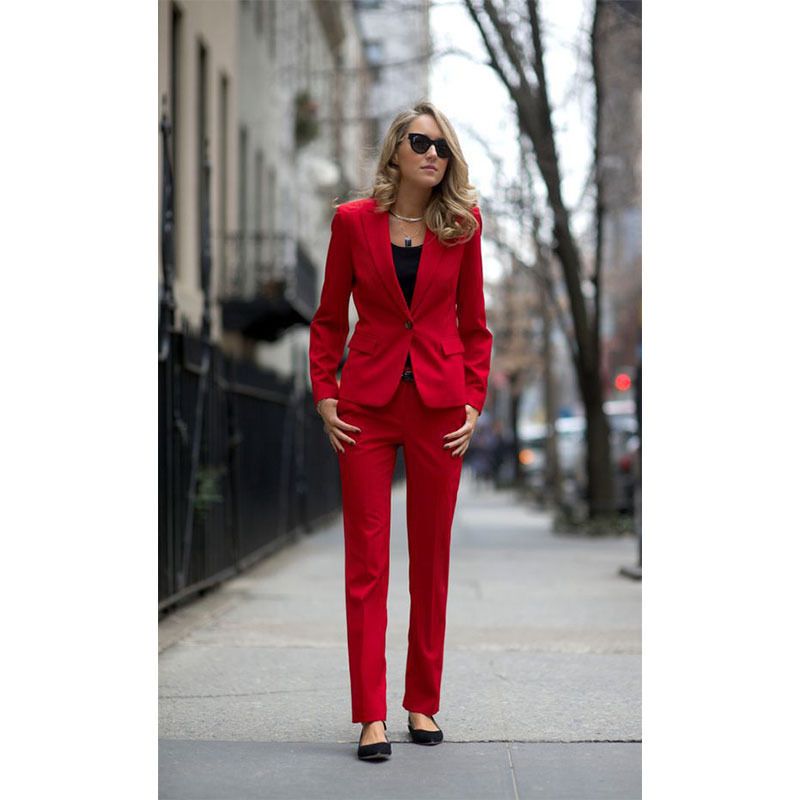 Compra El Pantalón Rojo Elegante Se Adapta A Un Botón Para Mujer Trajes De  Negocios Uniforme De Oficina Blazer 2 Chaqueta + Pantalones Hecho A Medida  Barato | Entrega Rápida Y Calidad | Es.Dhgate