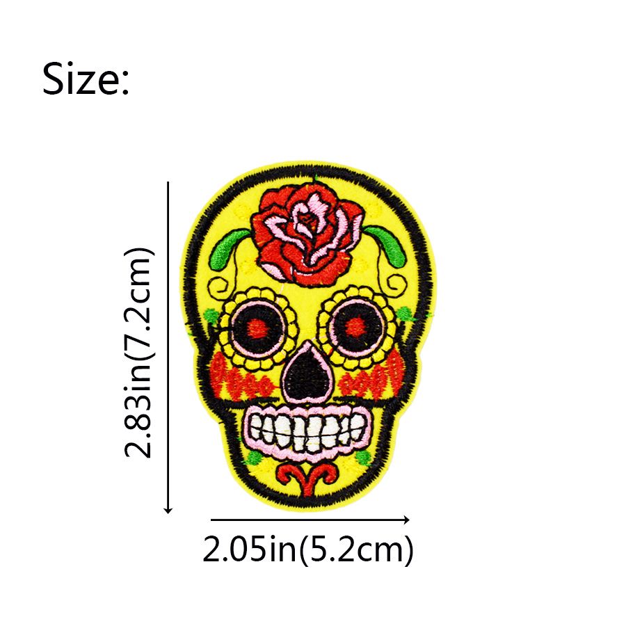8 Stks Multicolor Skull Patches voor Kleding Tassen Iron On Transfer Applique Patch voor Jas Jeans DIY Naai op geborduurde stickers