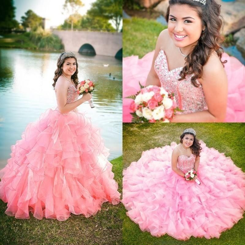 2016 New Vintage Quinceanera Ball Gown Dresses Sweetheart Crystal ...