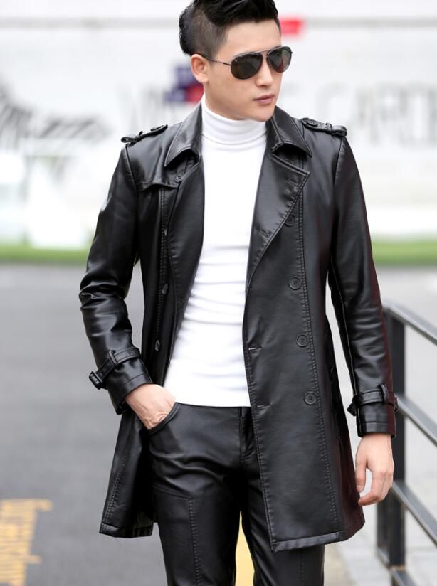 2018 Fall Plus Size 4xl Long Leather Coat Men Jacket Fashion 2018 Fall Plus Size 4xl Long Leather Coat Men Jacket Fashion New S Jackets Coats Male Outerwear Black From Vincant 64 45 Dhgate Com