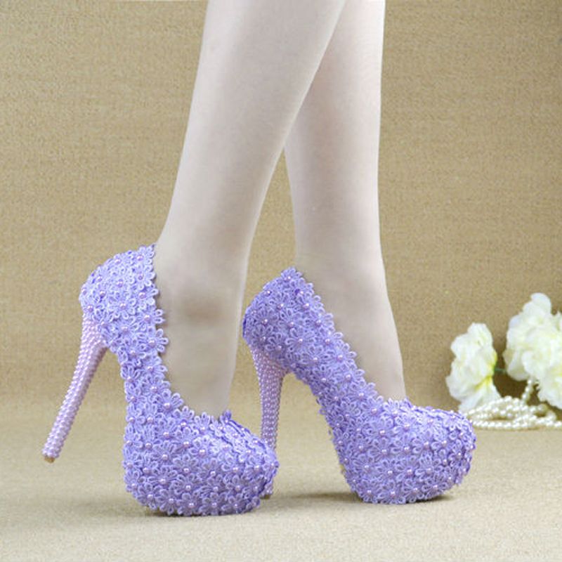 purple lace wedding shoes