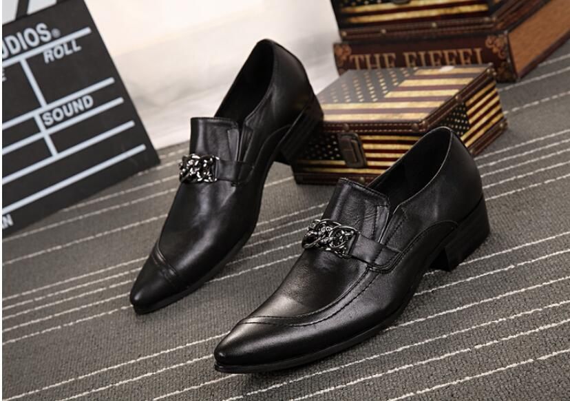 جلد طبيعي الرجال الأحذية الفاخرة أسود أبيض الأعمال اللباس الرسمي الأحذية ...
