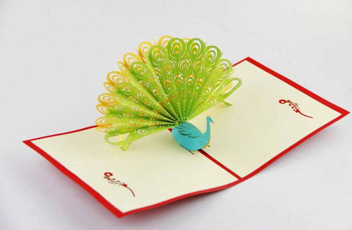 peacock pop up card