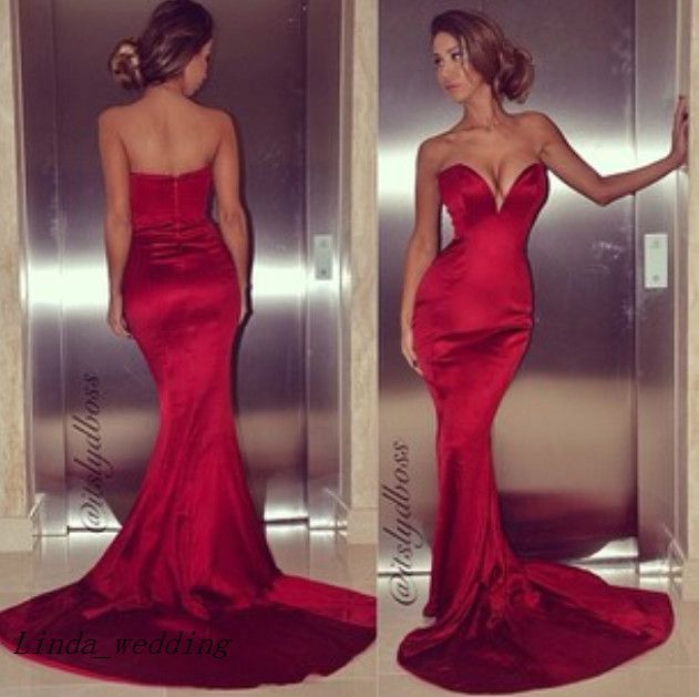 Sexy Tight Fitted Red Prom Dress New Arrival Backless Long