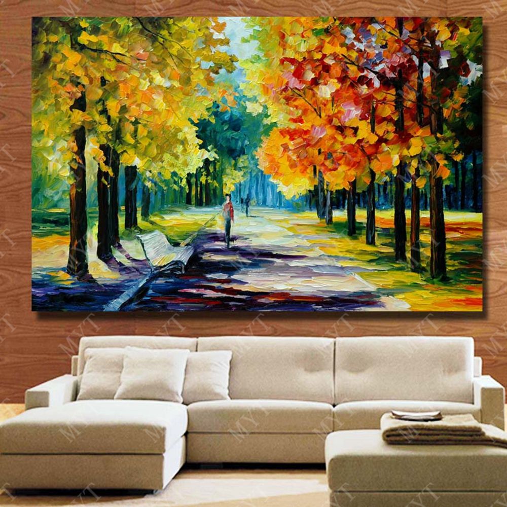 Compre Hecho A Mano Hermoso Paisaje De La Carretera Del Árbol Pintura
