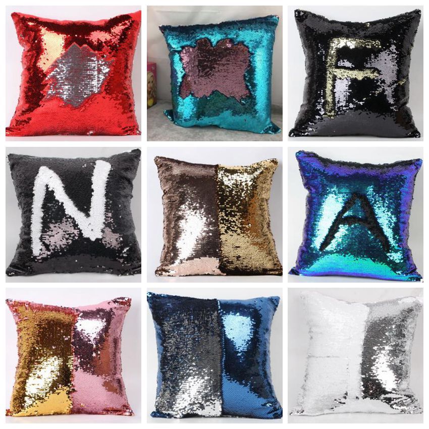 Sequins Pillow Case Sequin Pillowslip 2 Tone Color Sofa Pearl