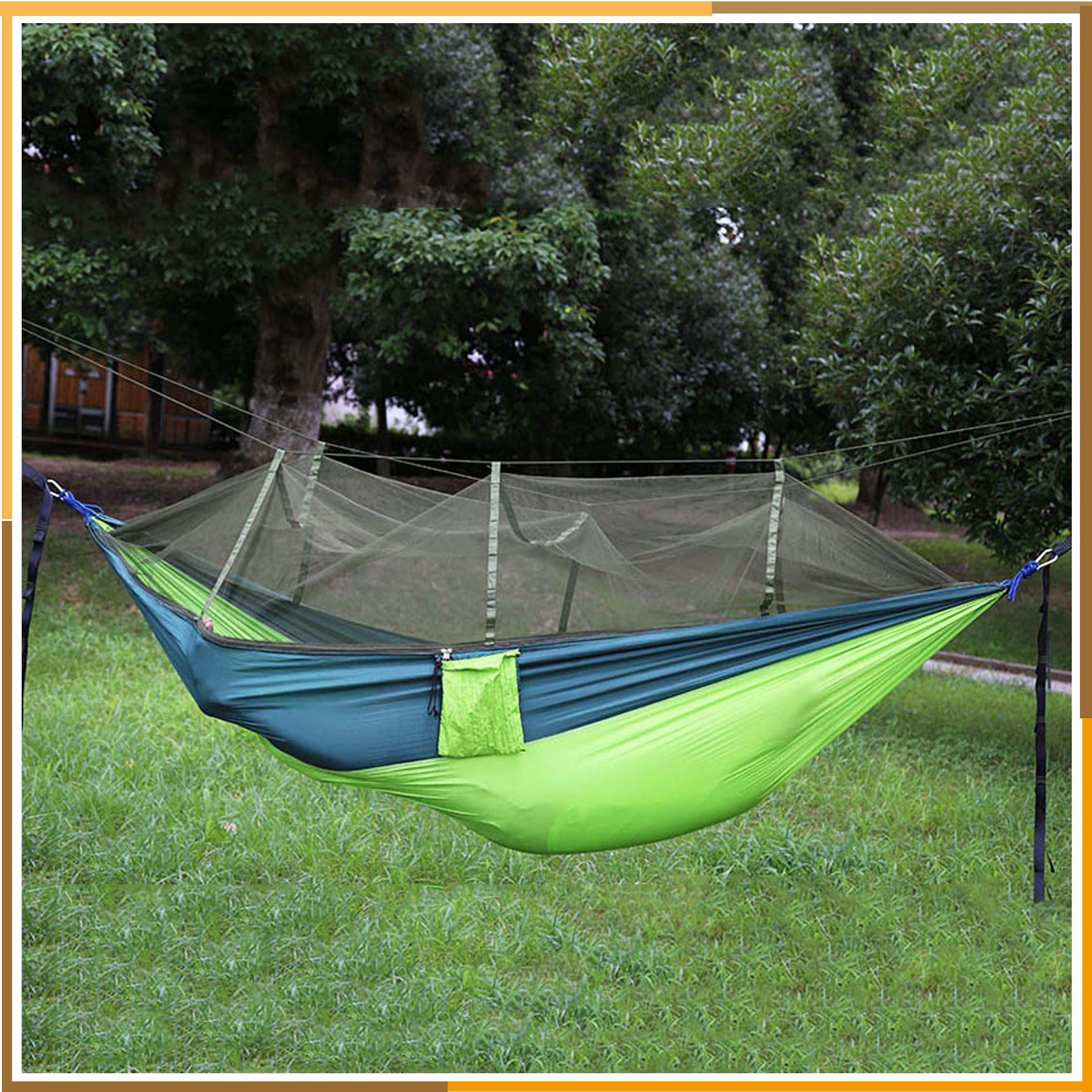 Double Hammock With Mosquito Net Camping Survival Parachute Cloth