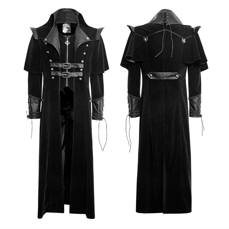 2017 Gothic Cool Long Cloak Coat Punk Style Rivet Spring Trench Coats ...