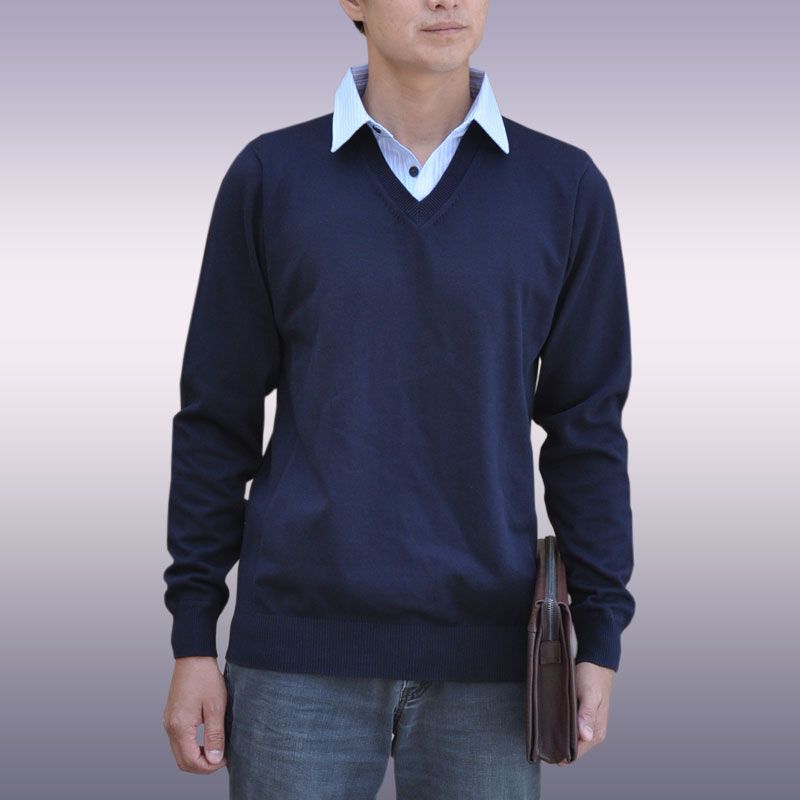 2018 Fall'16 Mens Sweater Long Sleeve Sewing Shirt Collar Business ...