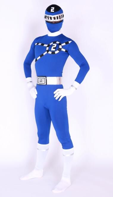 2016 new design blue super hero tg no2 logo lycra body suit fancy