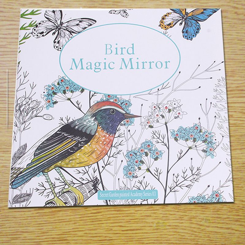 2525cm Bird Magic Mirror Coloring Book For Adult Kids Secret Garden Art Children Relieve Stress Painting Drawing Books Colouring Pages