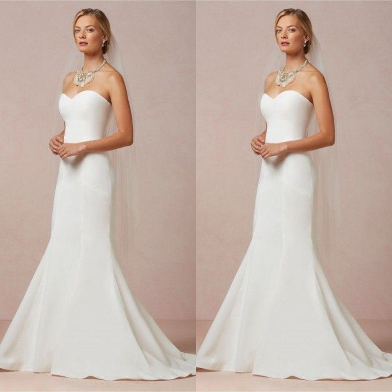 Fast Shipping Simple Cheap Wedding Dresses Mermaid Sweetheart Neck ...