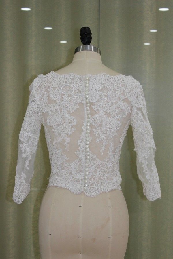2020 Gorgeous Lace Appliques Wedding Jacket White Ivory Lace Bridal ...
