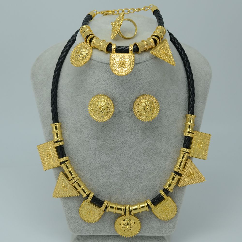 2018 24k Gold Plated NEW Ethiopian Jewelry Set Eritrea Habesha Sets