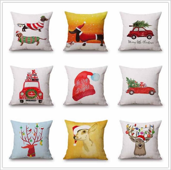 Christmas Pillows Part - 44: Christmas Pillows Case Xmas Pillow Cover Reindeer Elk Throw Cushion Cover Tree Sofa Nap Cushion Covers Santa Claus Home Decor 45*45cm B2864 Organic Toddler ...