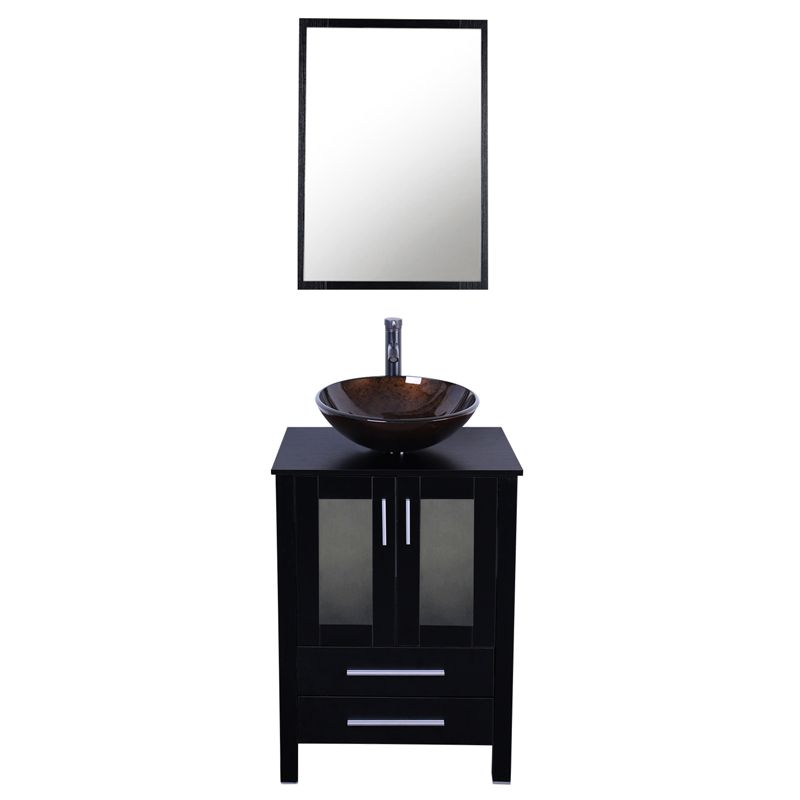 2017 24 Inch Bathroom Vanity Combo Modern Mdf Cabinet With Vanity Mirror Tempered Glass Counter Top Vessel Sink With 1.5 Gpm Faucet And Drain From 2017 24 Inch Bathroom Vanity Combo Modern Mdf Cabinet With Vanity Mirror Tempered Glass Counter Top Vessel Sink With 1.5 Gpm Faucet And Drain From