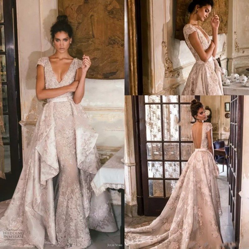 Garden Detachable Train Wedding Dresses