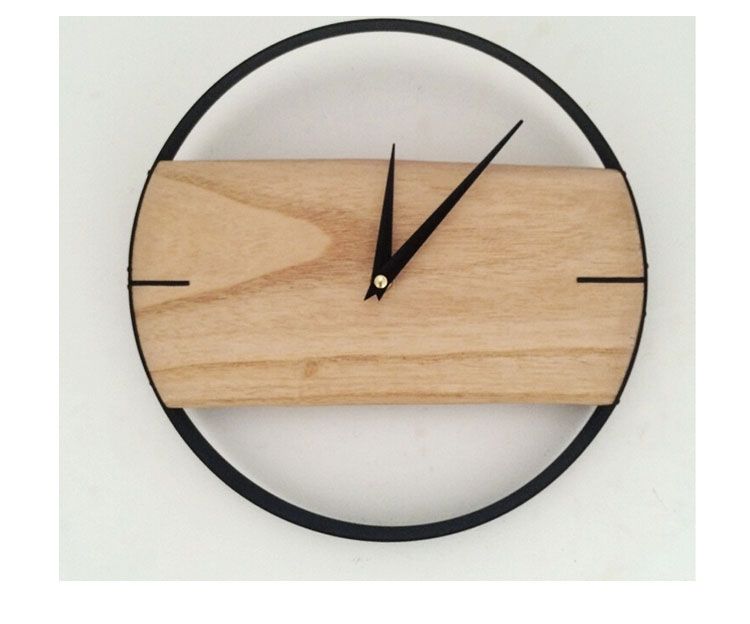 Natural Wood Wall Clock Creative Brief Style Wooden On The 12inch Handmade Round Clocks Living Room Dhl