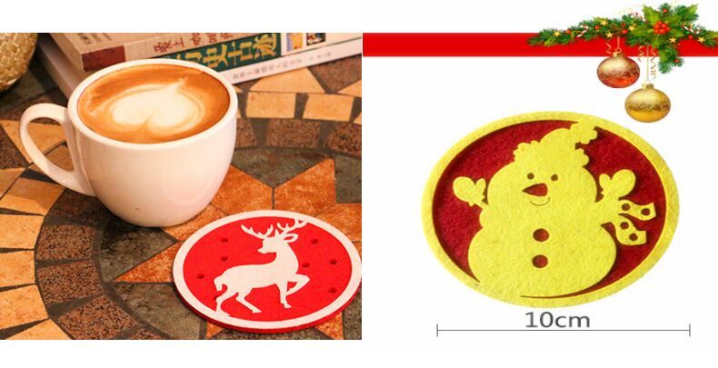 크리스마스 컵 매트 크리 에이 티브 장식 커피 테이블 유리 매트 귀여운 만화 코스터 새로운 워터 코스터 절연 패드 코스터 냅킨